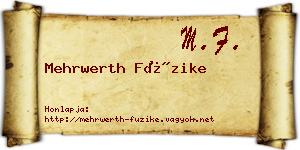 Mehrwerth Füzike névjegykártya